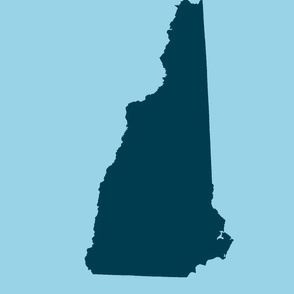 New Hampshire silhouette, navy on light blue,  14x18" block