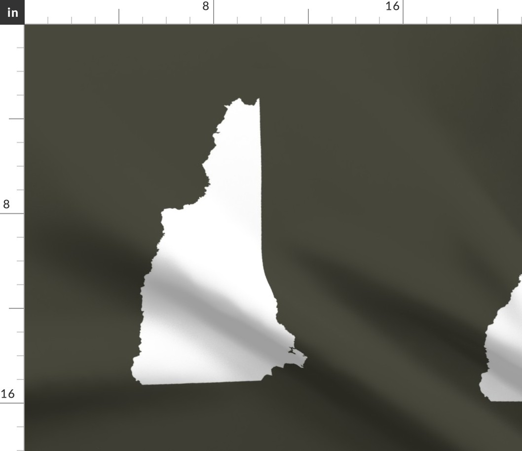 New Hampshire silhouette, 14x18" blocks, white on khaki