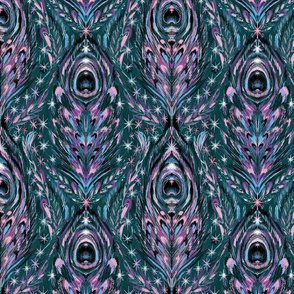 starlight peacock damask