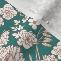 Farmhouse Floral, Teal, Terra Cotta