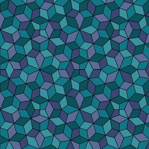 Not Quite Penrose, teal and amethyst