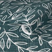 Large scale- refined leaves - deep teal 