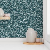 Large scale- refined leaves - deep teal 