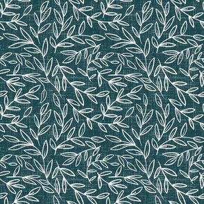 Large scale- refined leaves - deep teal 