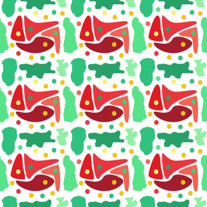 Abstract repeated pattern with green red and yellow color