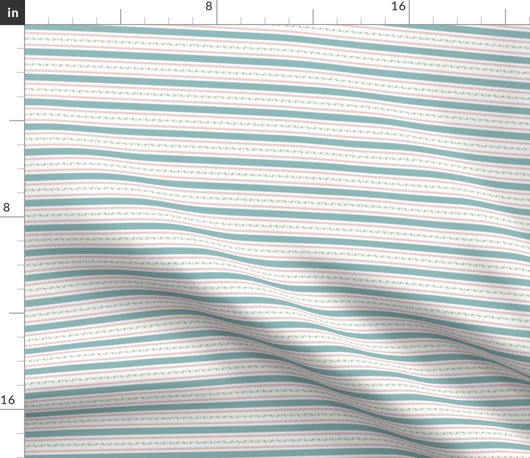 Horizontal Ribbon Stripes, Pink, Teal