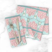 Small Bunting, Pentagon Flags, Pink, Teal