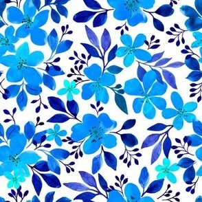 Blue Flowers Fabric, Wallpaper and Home Decor | Spoonflower