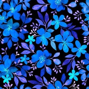 Blue Flowers Fabric, Wallpaper and Home Decor | Spoonflower