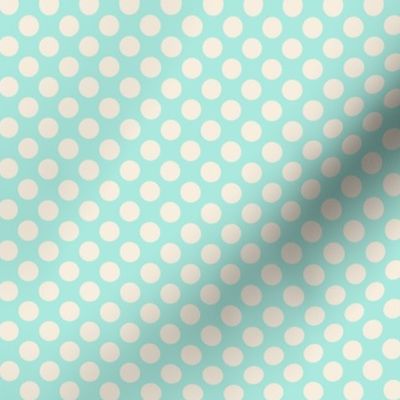 Retro Summer Geometrics beige dots on turquoise background