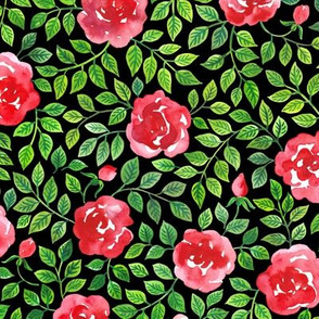 Rose garden - black background - 10,5"