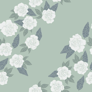 Non directional Roses | Mint Green, Off White, Navy Blue