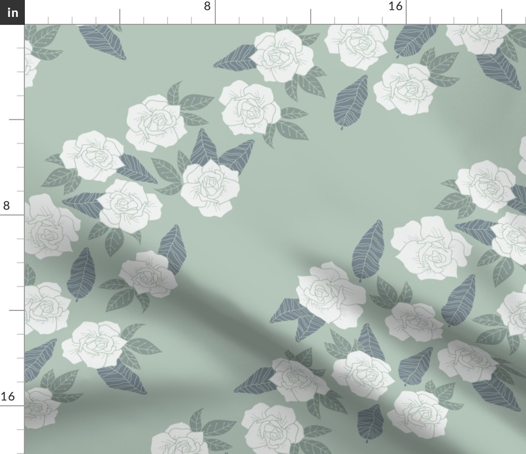 Non directional Roses | Mint Green, Off White, Navy Blue