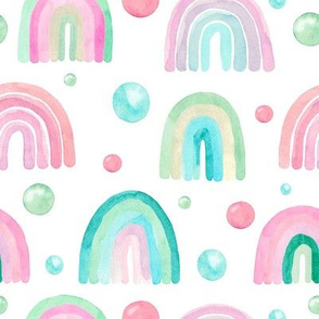 Pastel Watercolor Rainbows and Bubbles
