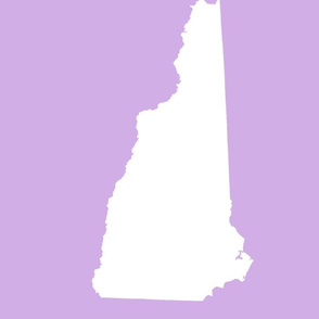 New Hampshire silhouette, 14x18" blocks, white on lilac