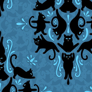 Black Cat Yoga Damask - XLarge