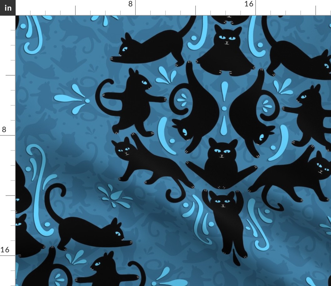 Black Cat Yoga Damask - XLarge