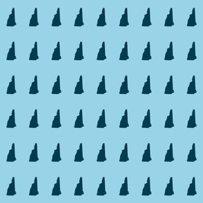 New Hampshire silhouette, 2x3" blocks, navy on light blue