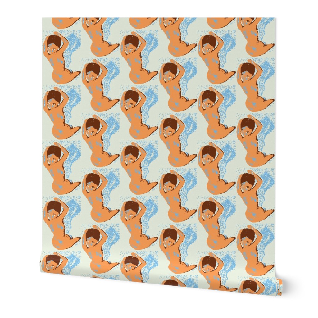 Pixelated Nude in Browns and Blues Half Drop