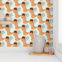 Pixelated Nude in Browns and Blues Half Drop