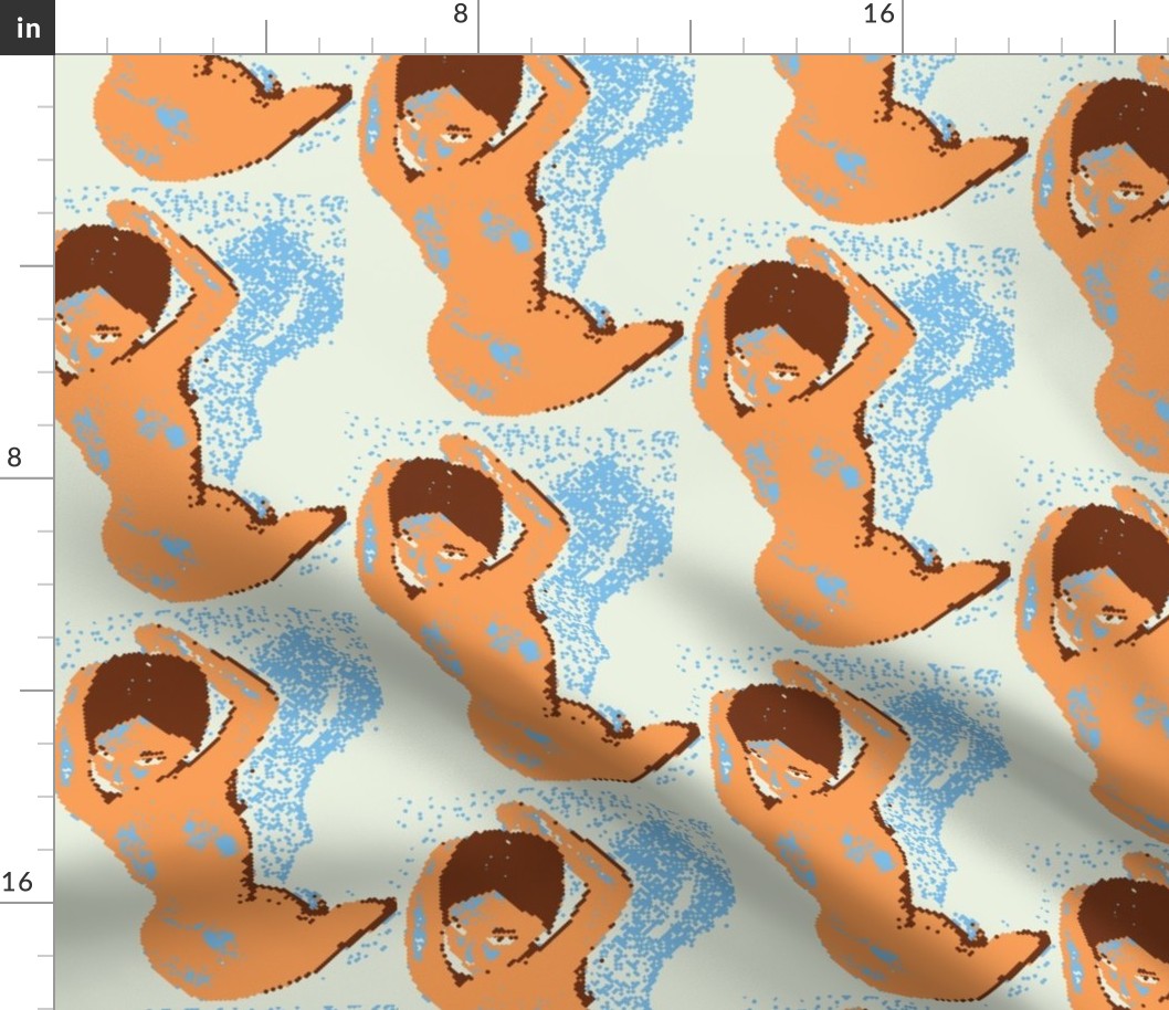 Pixelated Nude in Browns and Blues Half Drop