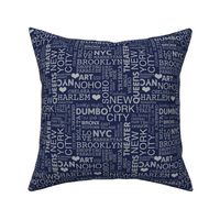 New York City pastel lovers typography pattern night navy blue gray 