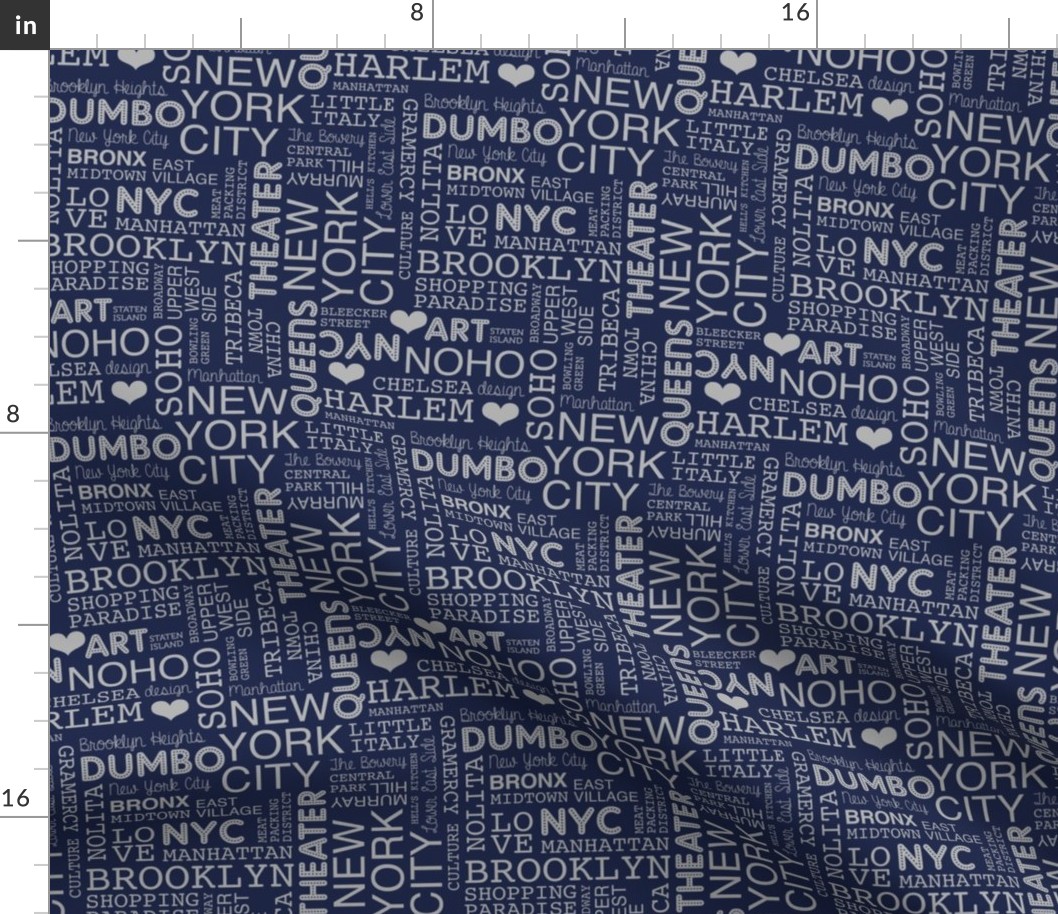 New York City pastel lovers typography pattern night navy blue gray 