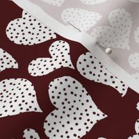 Dottie Hearts // White on Maroon Red 