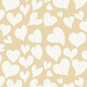 Dottie Hearts // White on Biscuit 