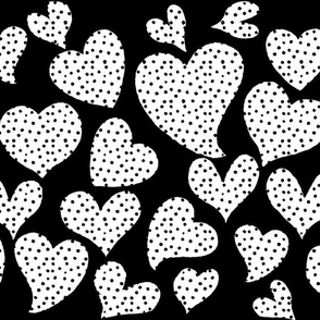 Dottie Hearts // White on Black 