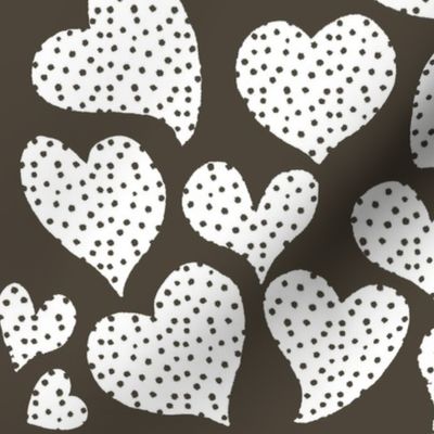 Dottie Hearts // White on Charcoal 