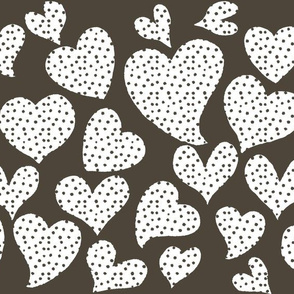 Dottie Hearts // White on Charcoal 