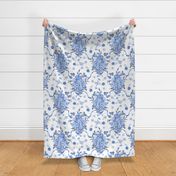 Floral Rococo blue (large scale)