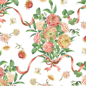 Floral Rococo white (large scale)