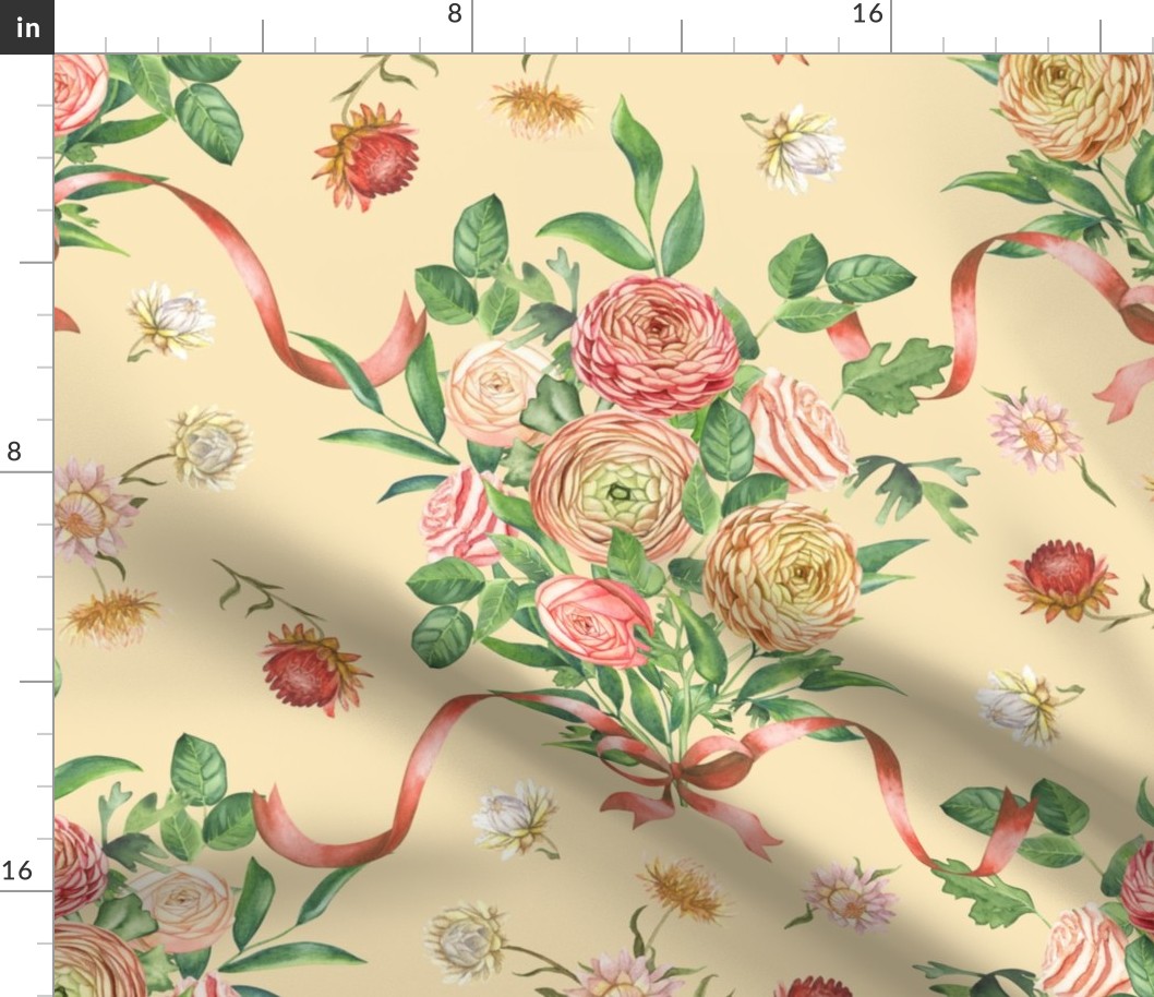 Floral Rococo beige (large scale)