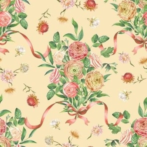 Floral rococo beige (small scale)