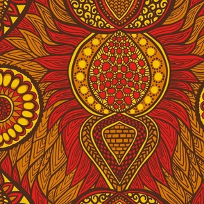 African Print, red (large scale)