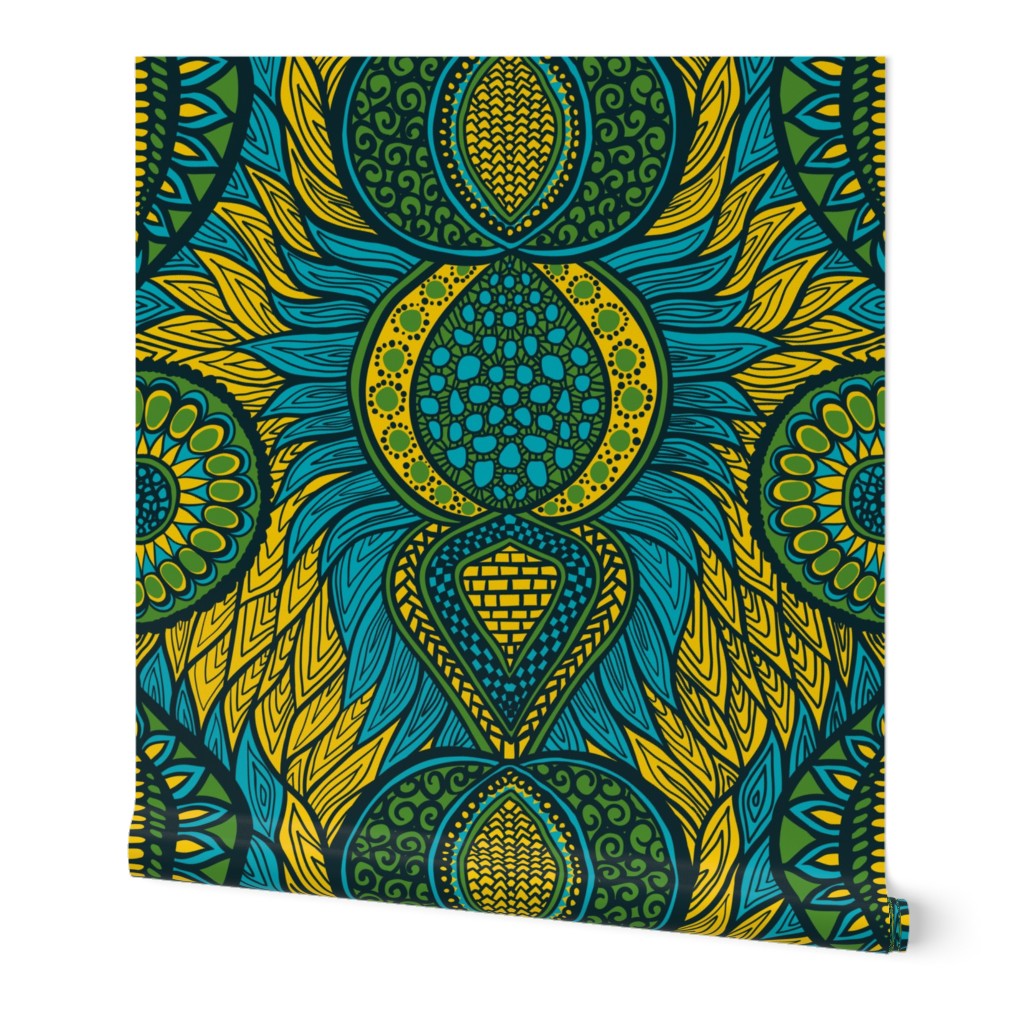 African Print, turquoise (large scale)