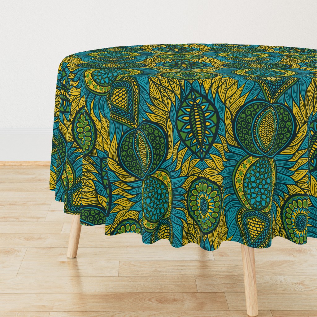 African Print, turquoise (large scale)