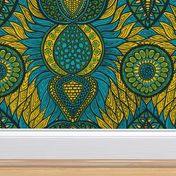 African Print, turquoise (large scale)