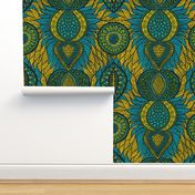 African Print, turquoise (large scale)