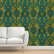 African Print, turquoise (large scale)