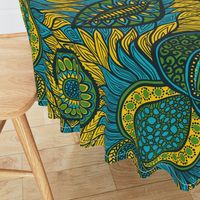 African Print, turquoise (large scale)