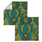 African Print, turquoise (large scale)