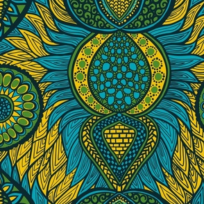 African Print, turquoise (large scale)