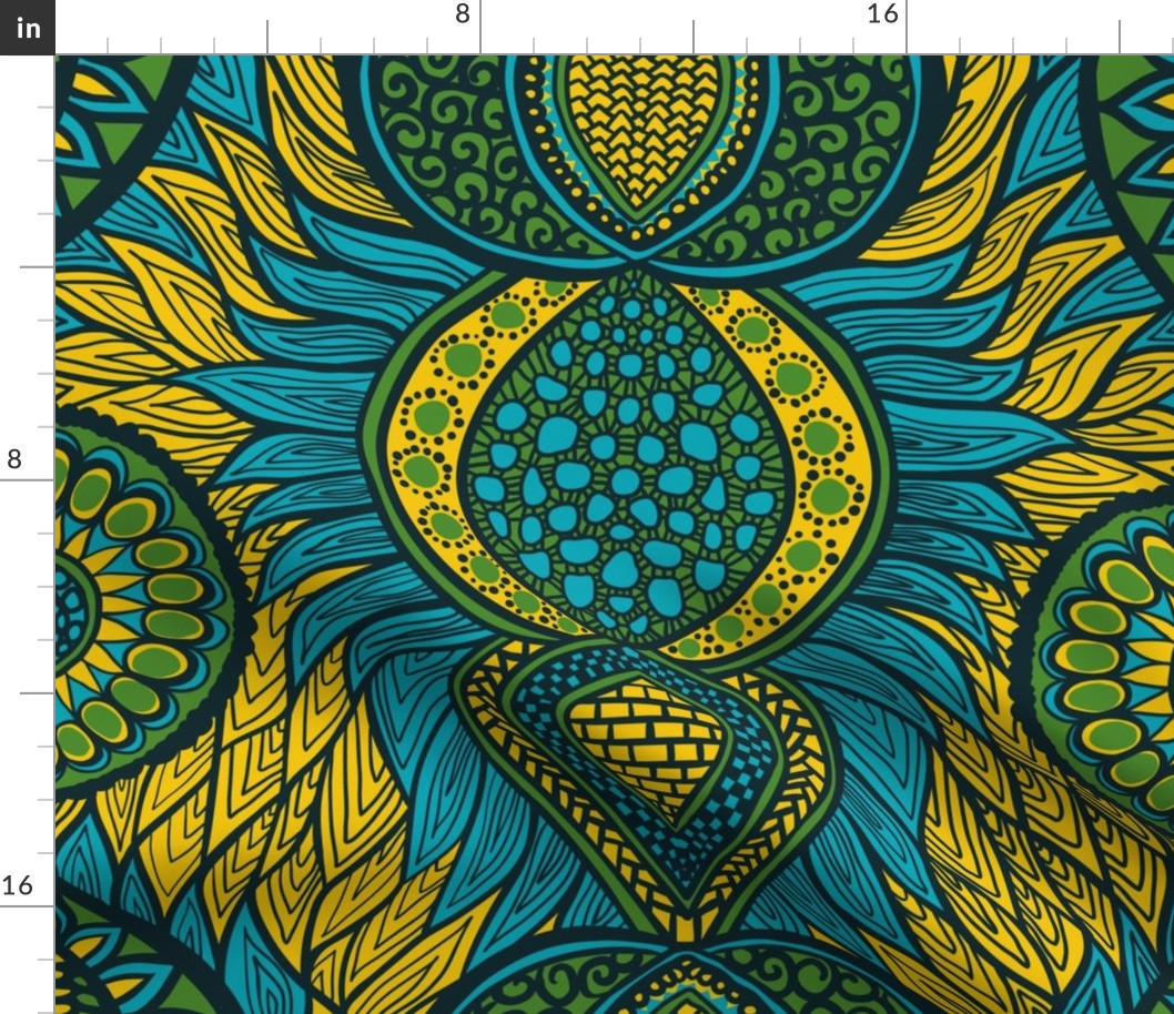 gelb, afrikanisch, blau, grün, ethno, traditionell, bunt, Afrika, hell,  Sarong, Ankara, ethnisch Stoffe | Spoonflower