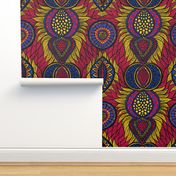African Print, Blue and Pink (large scale)