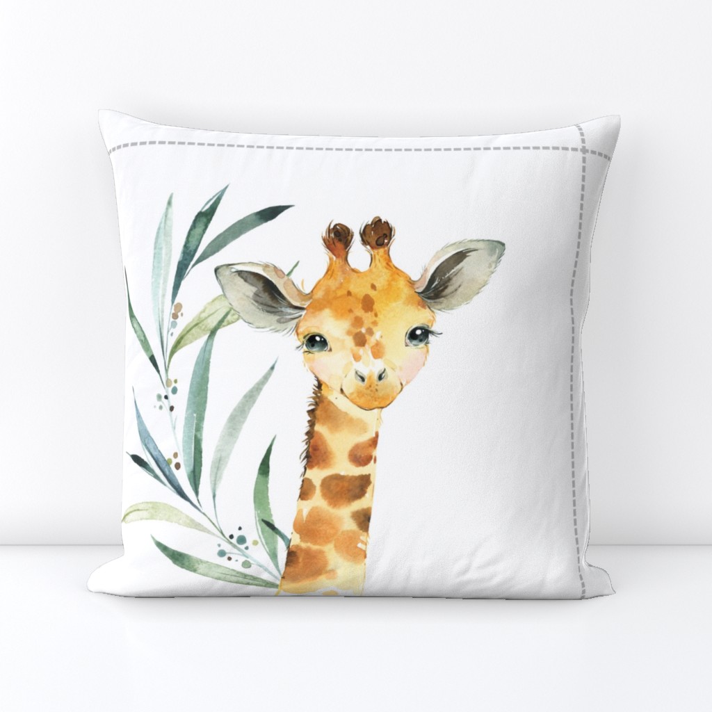 18” Giraffe Pillow Front with dotted cutting lines