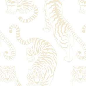 tigers line art beige