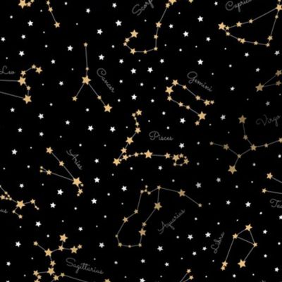 Constellations, yellow stars (small scale)